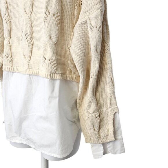 Anthropologie Womens Pilcro Cable Twofer Sweater, Knit, Ivory, Layered, Size M - Picture 9 of 9